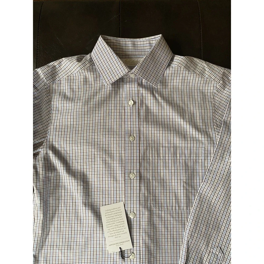 Roundtree &‎ Yorke Gold Label Men's Small 141/2 X 32 Button Up Gingham Shirt - Picture 1 of 12